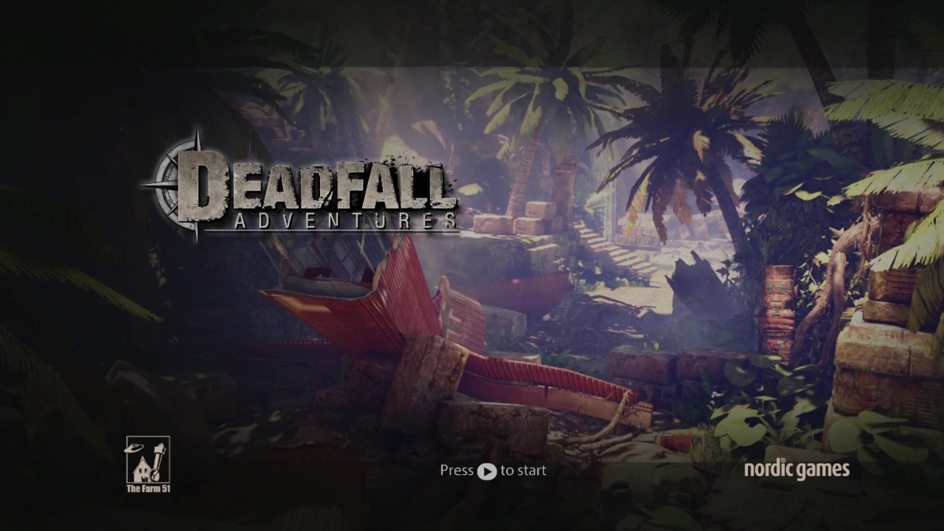 Deadfall Adventures title screen for Xbox 360